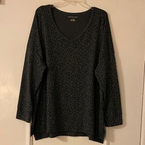 American Eagle Outfitters Dark Gray Leopard Print Long Sleeve Top